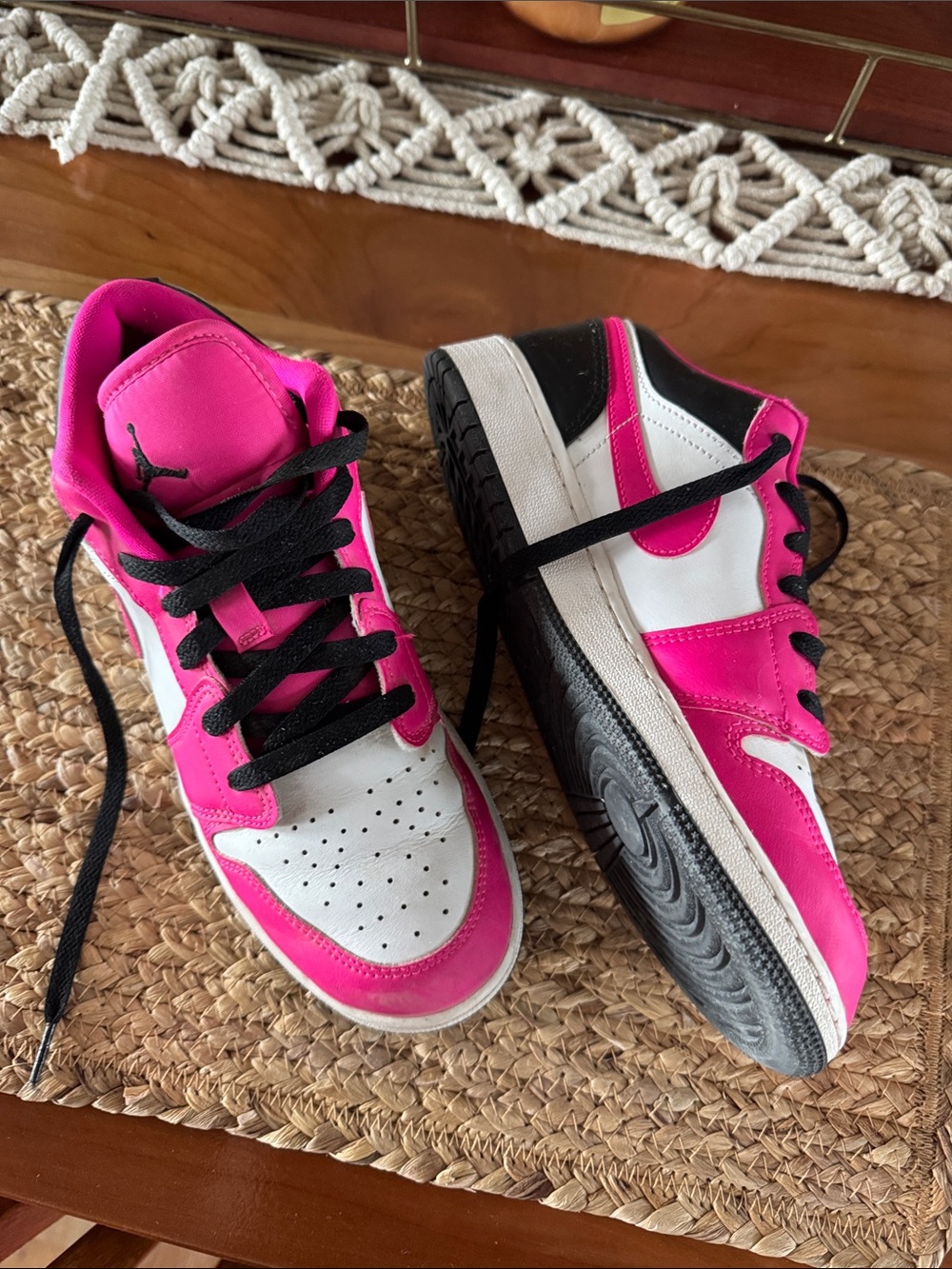 Jordan Kids Pink, White & Black Low-Top Sneakers